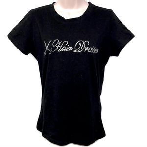Hair Stylist Bling Sparkle Black T Shirt  Small